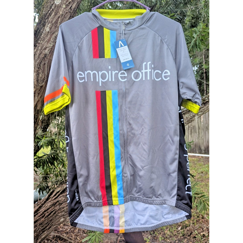Primal Mens Sport Cut Raglan Cycling Jersey Empire Office Size XL Advertising